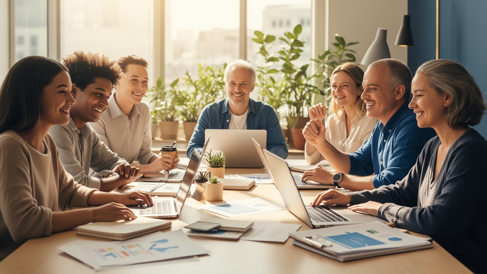 Nonprofit consultants collaborating with nonprofit leaders around a strategy session